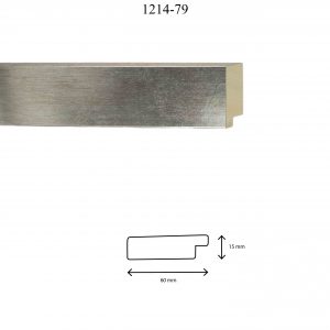 Moldura Lisa de Perfil 1214, en acabado PLATA. Tamaño de la moldura 60mm x 15mm.