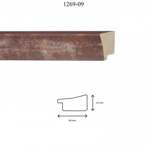Moldura Lisa de Perfil 1269, en acabado ROJO DIFUMINADO. Tamaño de la moldura 48mm x 25mm.