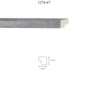 Moldura Lisa de perfil 1274, en acabado PLATA NEGRO. Tamaño de la moldura 22mm x 21mm.