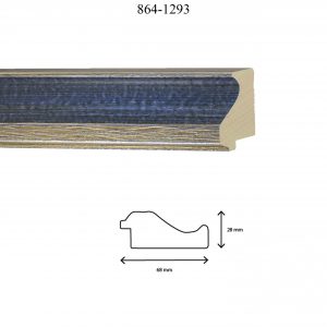 Moldura Lisa de Perfil 864, en acabado AZUL OSCURO PLATA. Tamaño de la moldura 68mm x 28mm.