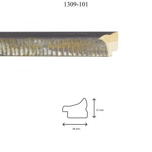 Moldura Grabada de perfil 1309, en acabado ÓXIDO PLATA. Tamaño de la moldura 40mm x 31mm.