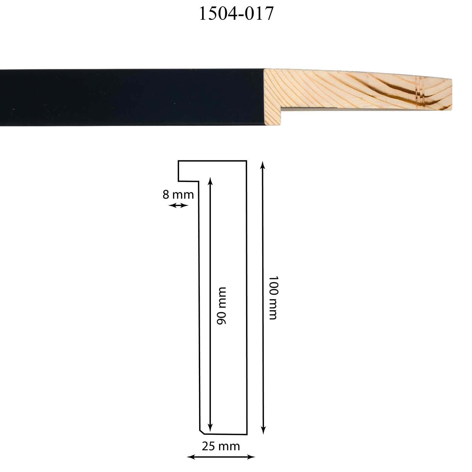 Moldura 1504-017 Chapa Tilo Negro Medida 25 x 100 x 90 mm Molduras en barra para marcos Moldura 1504-017 Chapa Tilo Negro