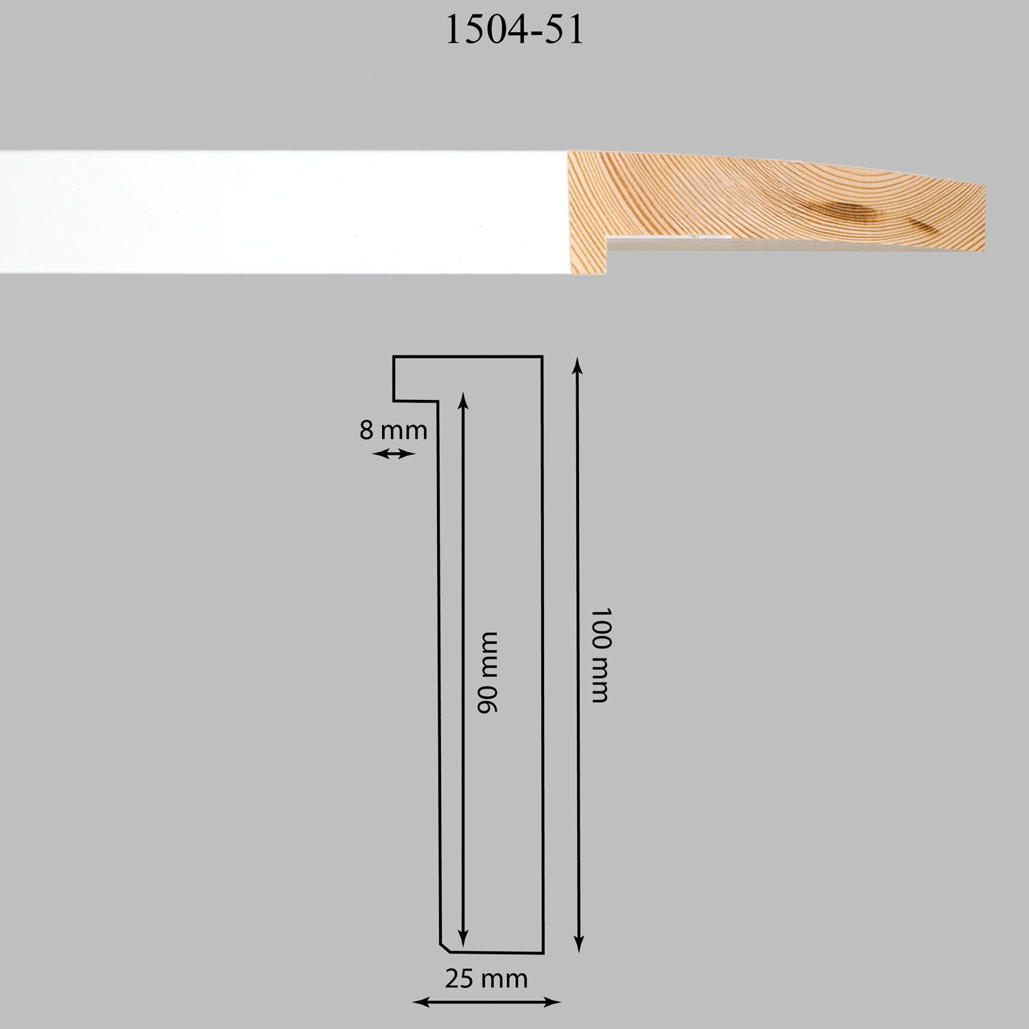 Moldura 1504-51 Chapa Tilo Blanco Medida 25 x 100 x 90 mm Molduras en barra para marcos Moldura 1504-51 Chapa Tilo Blanco