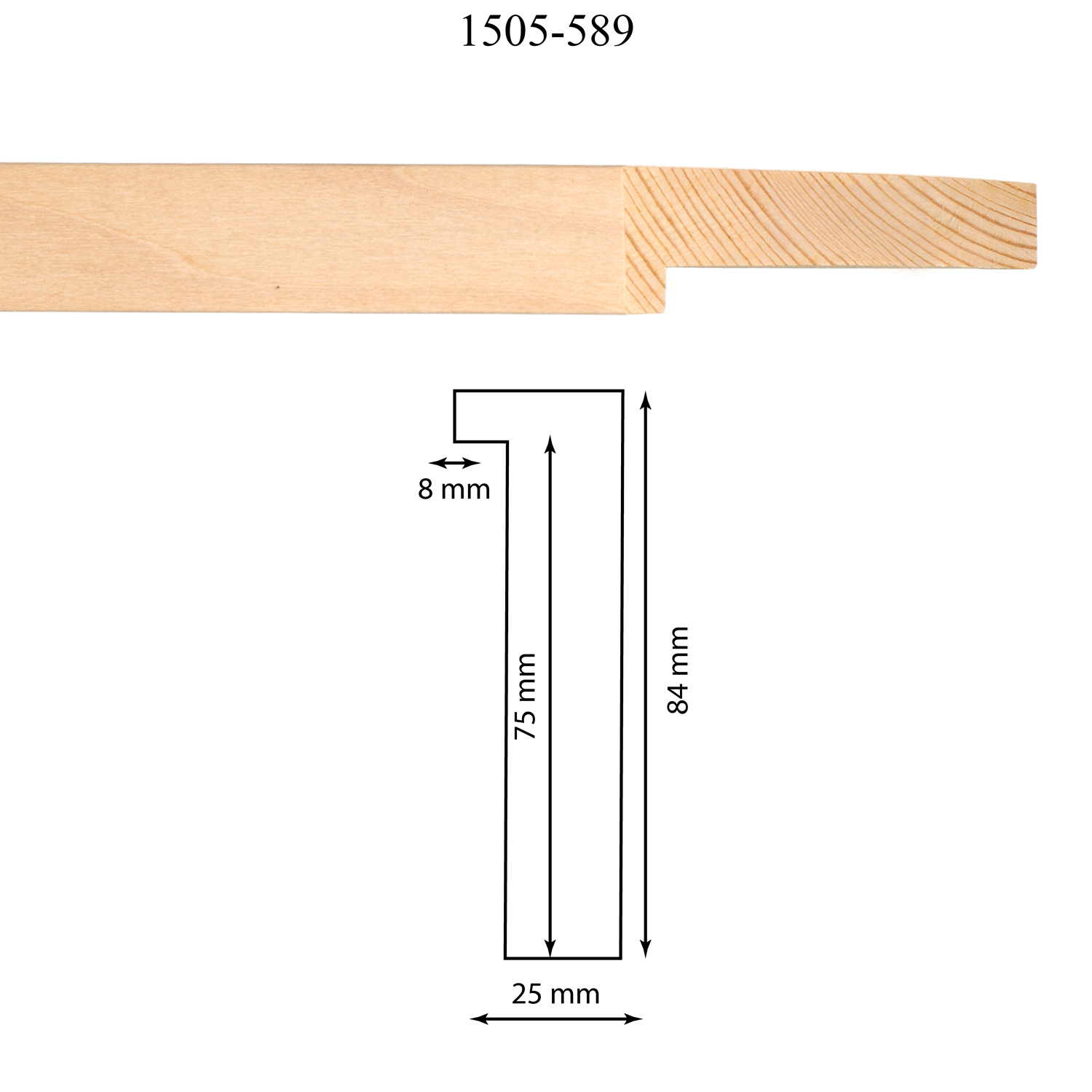Moldura 1505-589 Chapa Tilo Medida 25 x 84 x 75 mm Molduras en barra para marcos Moldura 1505-589 Chapa Tilo
