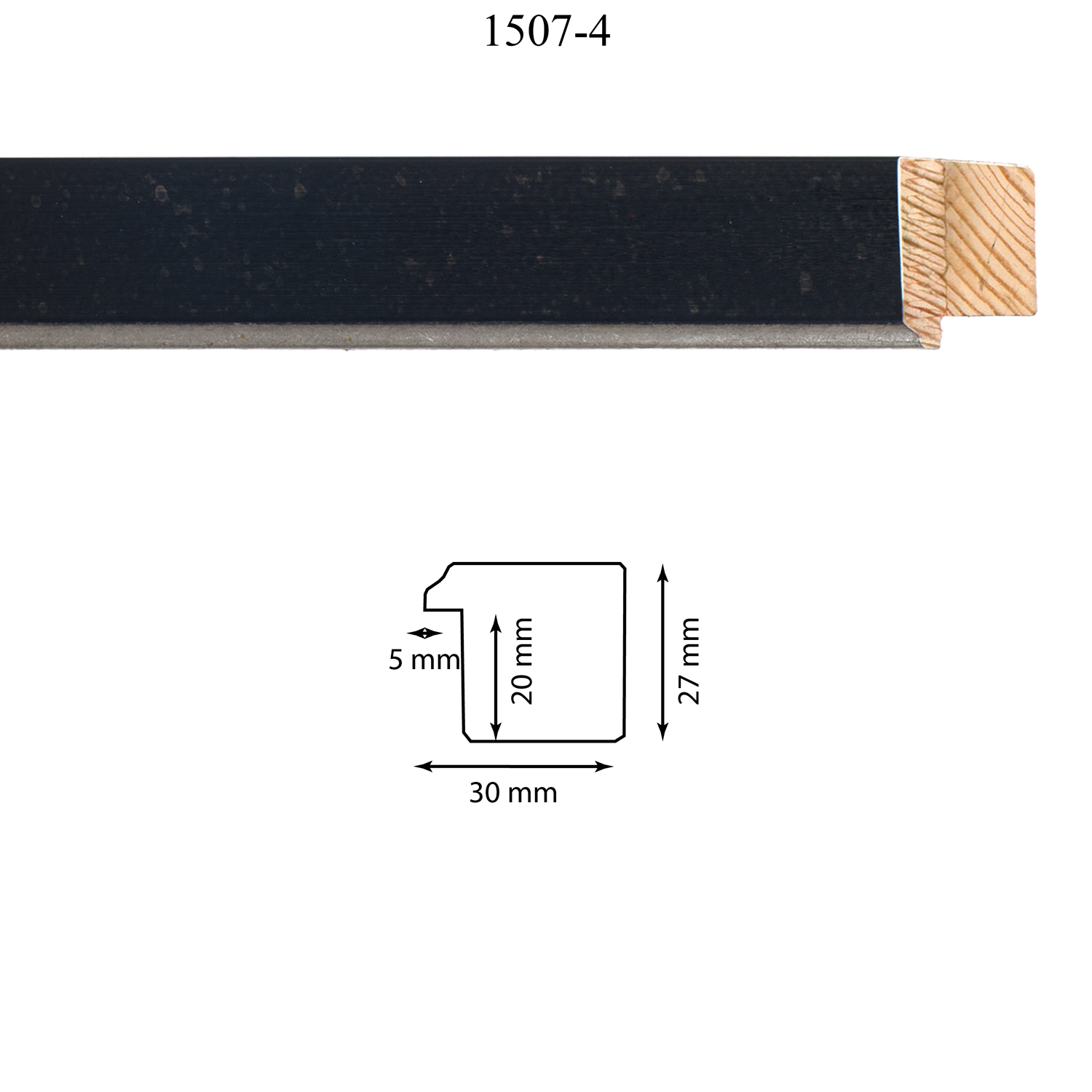 Moldura 1507-4 Negro Antiguo Filo Plata Medida 30 x 27 x 20 mm Molduras en barra para marcos Moldura 1507-4 Negro Antiguo Filo Plata